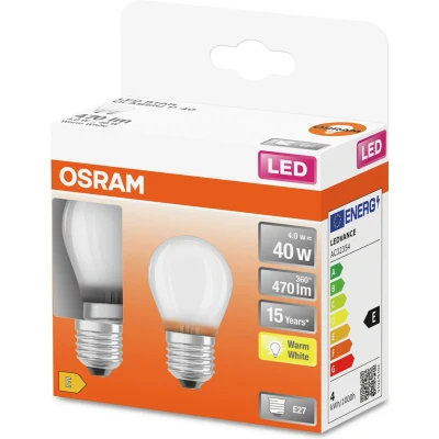 Afbeelding van 2X Osram E27 LED Lamp 4W 2700K 220V 827 300