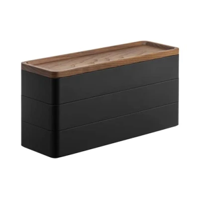 Afbeelding van Yamazaki 3 Tiered slim accessory case with lid Rin Black
