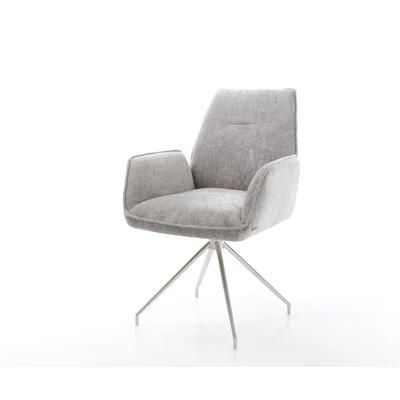 Afbeelding van DELIFE Draaistoel Zoa Flex chenille zilver grijs kruisframe conisch roestvrij staal 180 draaibaar pocketveer kern