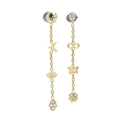 Afbeelding van Fossil JF04123710 Oorhangers Georgia staal goudkleurig zirconia wit.