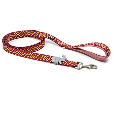 Afbeelding van Hurtta Razzle Dazzle Standaard hondenriem, 100% gerecycled polyester, gewatteerd en duurzaam, rood 180 x 25 mm