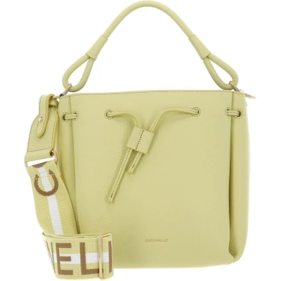Afbeelding van COCCINELLE Leren Handtas Schoudertas Eclyps Handbag Grained Leather Lime Wash Lichtgeel