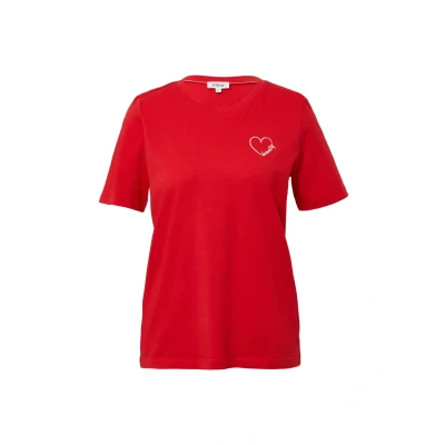 Afbeelding van s.Oliver AUS MIT Stickerei Tshirt print, Dames, Maat: 34, Preiselbeere