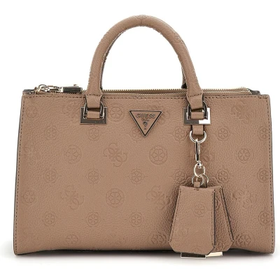 Afbeelding van Guess Cresidia Status Satchel Handtas, Dames, Maat: One Size, Dark taupe