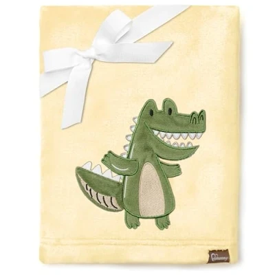 Afbeelding van Be Mammy Warme kinderdeken Knuffel Cadeau voor het kind met 3D applicatie BE20 168 (Geel Krokodil)