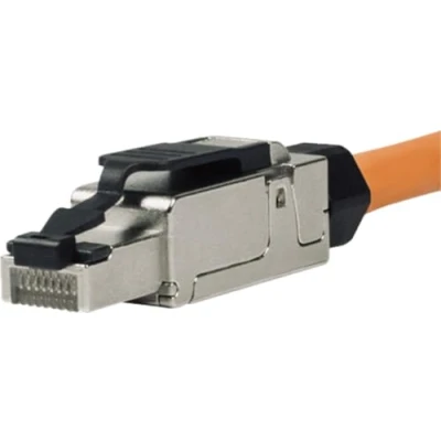 Afbeelding van odedo 4 x RJ45 Cat 6A netwerkstekker, veldconfectioneerbaar, Cat7 afgeschermd, 10 gigabit, montage zonder gereedschap met trekontlasting, krimpstekker, veldaansluitbare plug (4 stuks)
