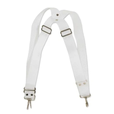 Afbeelding van GEWA marsdrum, marsdrum accessoires, draagriem voor basdrum, wit nylon, 5 cm breed, verstelbaar met karabijnhaak