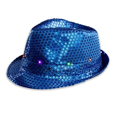 Afbeelding van Knipperende LED Fedora Hoed The Glowhouse (Blauw)