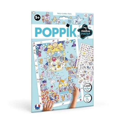 Afbeelding van POPPIK 1841208 Stickerposter, feest, creatieve poster met verwijderbare stickers, kattenstickerset om te knutselen, voor kinderen vanaf 5 jaar, 48 x 68 cm