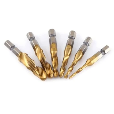 Afbeelding van 6 Stks HSS Boor Tap Bit 1/4 &quot;Hex Shank Set Metrische Draad Spiraal Schroef M3 M10 Coated