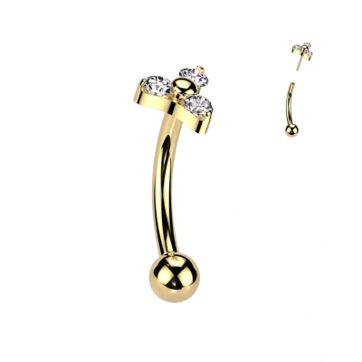 Afbeelding van Piercing curved titanium triangular goud