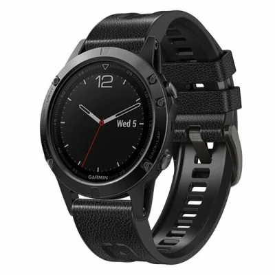 Afbeelding van leer + siliconen bandje Zwart Garmin Fenix 8 51mm