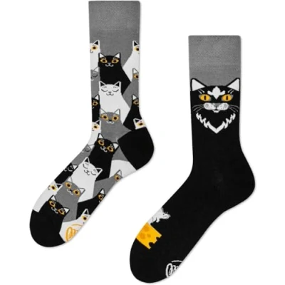 Afbeelding van Many Mornings sokken Black Cat maat 43 46 Halfhoge Katoen Suitable Herenkleding