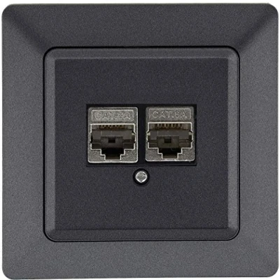 Afbeelding van MILOS netwerkbus, 2x CAT6, antraciet met frame