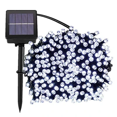 Afbeelding van Lamker Lichtketting Buiten Solar 30M 300 LED Koel Wit 8 Modi Dimbaar Waterdicht Lichtsnoer Zonneenergie Lichtsnoeren Verlichting Decoratie voor Huizen Balkon Tuin Boom Bruiloft Kerstmis Feest