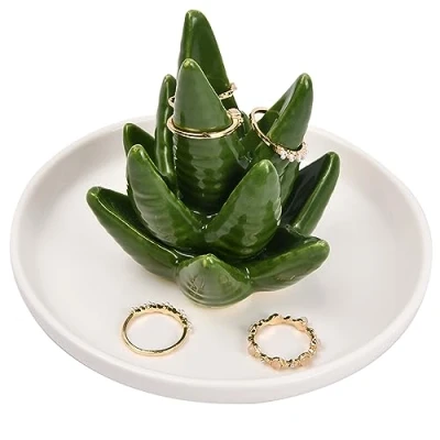 Afbeelding van Wisebom aloë sieradenstandaard voor vrouwen, ringhouder, cactus ringhouder ringen, oorbellen, armbanden