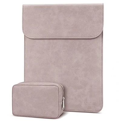 Afbeelding van TECOOL Laptophoes 13 Inch Waterdichte Leer Laptop Hoes Sleeve en Accessoire Case voor 2018 2020 Macbook Air M1A2337/A2179/A1392,2016 Pro M1,Surface X 7,Dell XPS 13, Roze