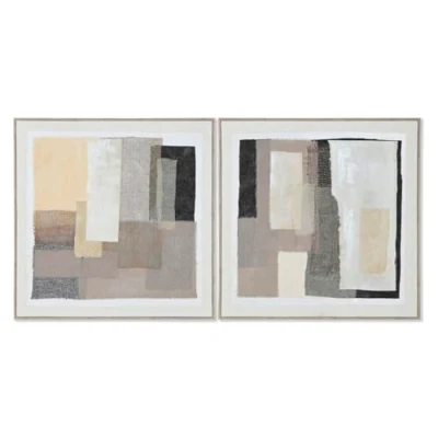 Afbeelding van Schilderij Home ESPRIT Zwart Beige Abstract Stads 82 x 3,8 cm (2 Stuks)