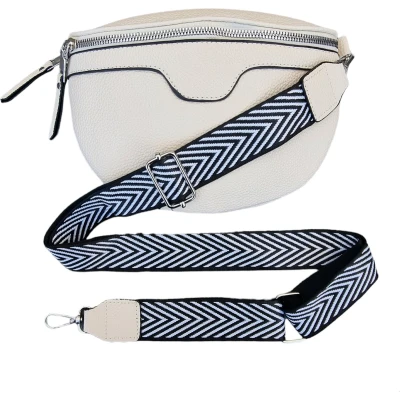Afbeelding van VIQRI Tassen dames Crossbodytassen Bumbag Heuptas Inclusief schouderriem off white creme festival zilver musthave
