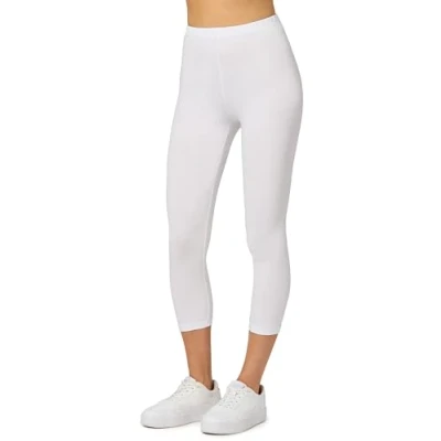 Afbeelding van Merry Style MS MS10 199 LE Dames Capri Leggings Sport Vrijetijdsbroek 3/4 Lengte Katoen Sporbroek Yogabroek Wit L