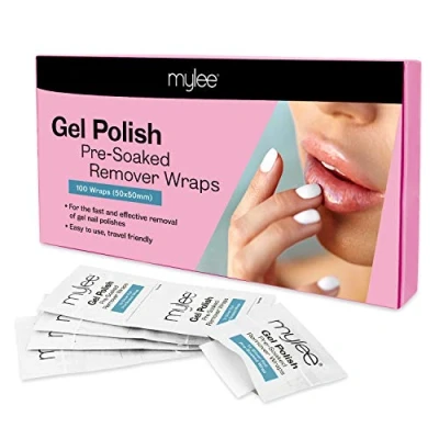 Afbeelding van MYLEE Professionele gellakverwijderaar voor salons, voorgeweekte acetonpads en folieverpakkingen manicure pedicure, nagelkunstreiniger (100 doekjes)