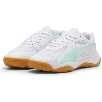 Afbeelding van Puma Solarflash III JR Unisex Handbalschoenen voor kinderen, Maat: 37, White/electric peppermint Textiel/ synthetisch
