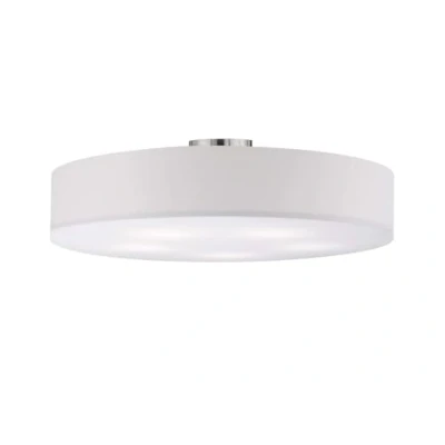 Afbeelding van Trio Leuchten Plafondlamp Hotel 603900501, metaal nikkel mat, stoffen kap wit, excl. 5x E27