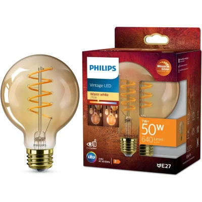 Afbeelding van Philips Deco LED WarmGlow 50W E27 fitting G95 Globe lampvorm Amberkleurige lamp