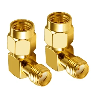 Afbeelding van Vecys SMA adapter stekker naar bus hoek rechts 90 4G voor RF coaxkabel PCI kaart 2G 3G WiFi antenne router draadloos WLAN netwerk (2 stuks)