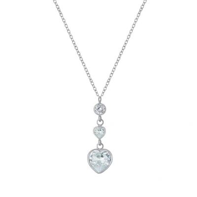 Afbeelding van JoyS Zilveren hartjes hanger zirkonia met ketting 45 cm