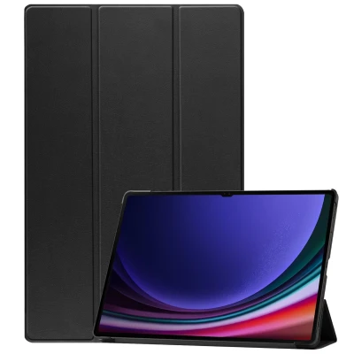 Afbeelding van Samsung Galaxy Tab S9 Ultra Hoes: iMoshion Trifold Bookcase Zwart Kunstleder Tablet Hoezen