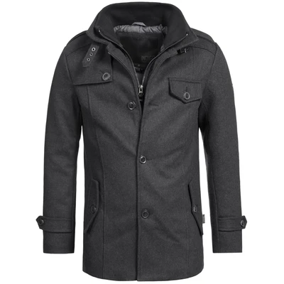 Afbeelding van Indicode Jeans Brandan Halflange jas, Heren, Maat: Small, Anthracite