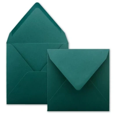Afbeelding van FarbenFroh Vierkante enveloppen in petrol (blauw) 15,5 x cm zonder venster, met natte plakrand 110 g/m² voor uitnodigingskaarten bruiloft, verjaardag en meer