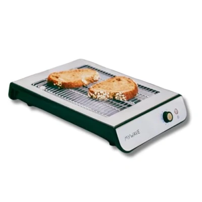 Afbeelding van My Wave Platte broodrooster voor alle soorten brood en gebak horizontale met 900 W vermogen instelbare temperatuur 6 standen licht geluidsindicaties