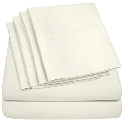 Afbeelding van Sweet Home Collection 6 delige beddengoed 1500 draadtelling fijne microvezel diepe zak set extra kussenslopen, waarde, koningin, ivoor