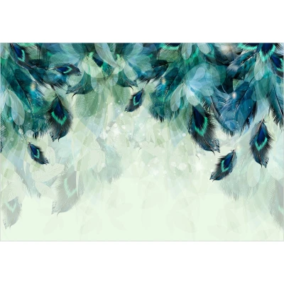 Afbeelding van Fotobehang Emerald Feathers Vliesbehang