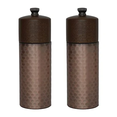 Afbeelding van Olympia koperen en houten zout pepermolenset 15cm (2 stuks)