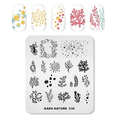Afbeelding van KADS Nail Template Natuur Stempelen Zeewier Patroon Plaat Art Diy Manicure Tool (NA039)