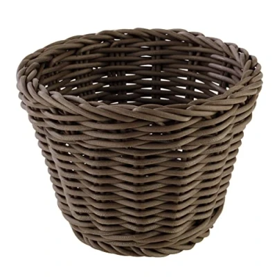 Afbeelding van APS mand, rond &quot;Profi Line&quot;, donkerbruin vlechtwerk polypropyleen container, broodmandje, voedselmand, diameter Ø 13 cm, hoogte 10 cm