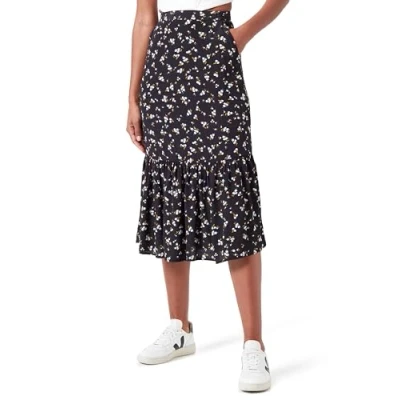 Afbeelding van Tommy Jeans Ruffle MIDI Skirt Alijn rok, Dames, Maat: 52, Black