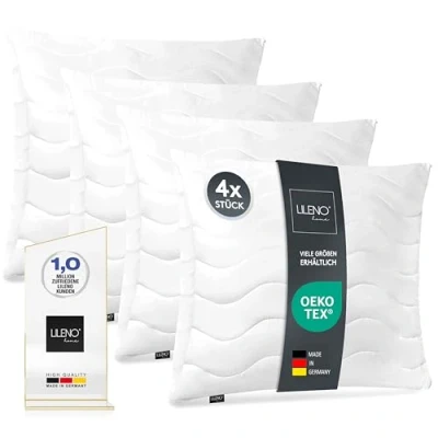 Afbeelding van LILENO HOME Hoofdkussen, 40 x cm, set van 4, als kussenvulling, bed of decoratief kussen met ritssluiting om aan te passen, wasbaar tot 95 C, sofa en sierkussen voor bank/bed