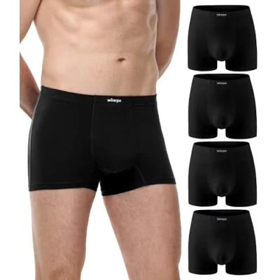 Afbeelding van wirarpa Herenondergoed, boxershorts, zachte katoenen comfortabele no fly onderbroek voor mannen, 4 stuks, Zwart, XXL