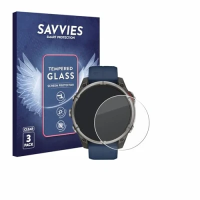 Afbeelding van Savvies Glas Screenprotector voor Garmin quatix 8 (47 mm) Gehard Beschermglas 9H (3 Stuks)