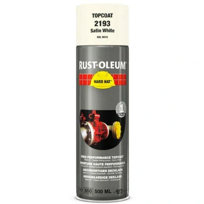 Afbeelding van rust oleum hard hat deklaag zijdeglans ral 9010 wit 500 ml