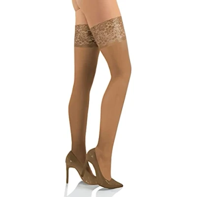 Afbeelding van sesto senso Halterloze kousen, 50 denier, kant, microvezel, 1 stuk, ondoorzichtig, voor dames, beige, XL/XXL