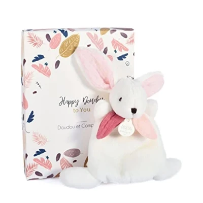 Afbeelding van DouDOU et Compagnie Mini knuffeldier konijn Happy Boho roze 17 cm DC3882