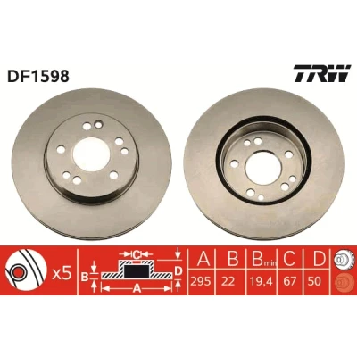 Afbeelding van Trw Remschijf DF1598