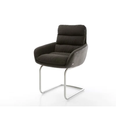 Afbeelding van DELIFE sledemodel Abelia Flex met armleuning materiaalmix zwart rond roestvrij staal