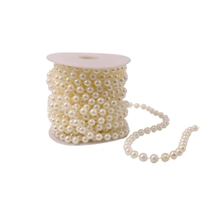 Afbeelding van Parelketting, parelslinger, 8 mm, bruiloft, feest, decoratie, ivoor