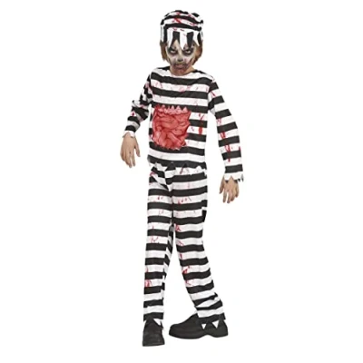 Afbeelding van Guirca Boef Kostuum Levenslange Hongerige Zombie Gevangene Kind Zwart / Wit 10 12 jaar Halloween Verkleedkleding